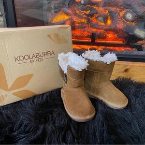 Koolaburra Brown and White Ankle Boots with Cozy‎ Lining
